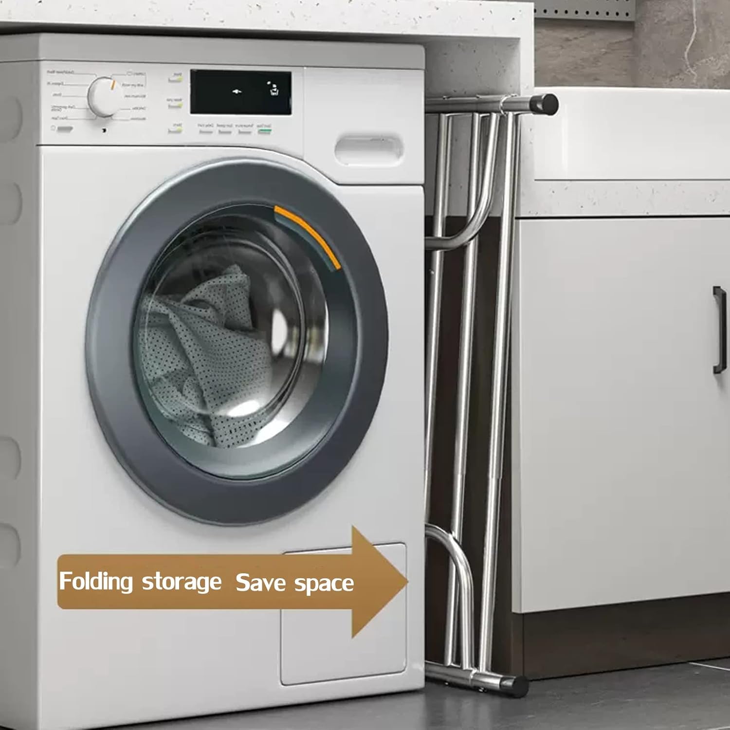 Clothes Airer Indoor Radiator Clothes Dryer Extendable Balcony Radiator Drying Rack Stainless Steel Radiator Folding Airer Foldable Laundry Drying Rail for Hanging Clothe(Silver-61)