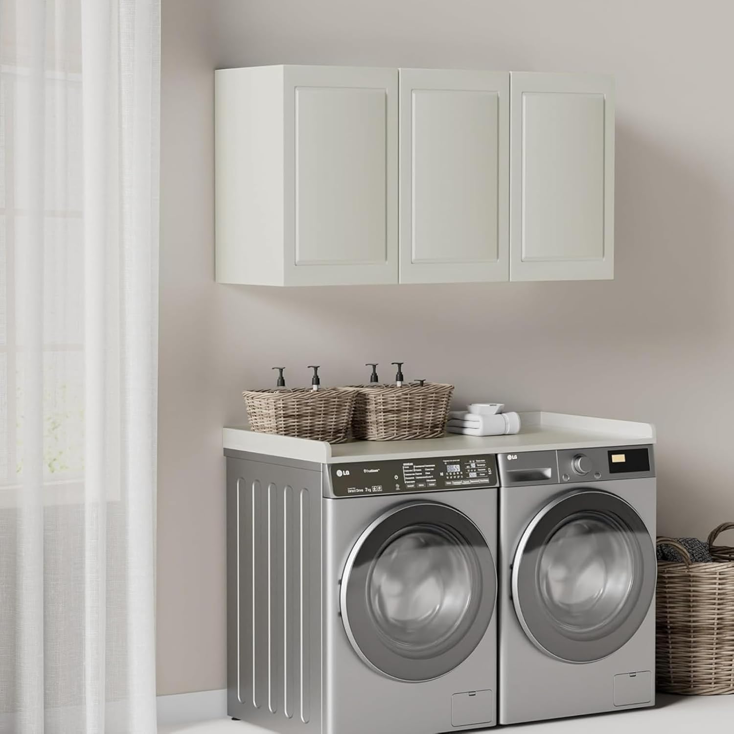 Kaboon Washer Dryer Countertop, Melamine Countertop with Edge Rails - 27.5