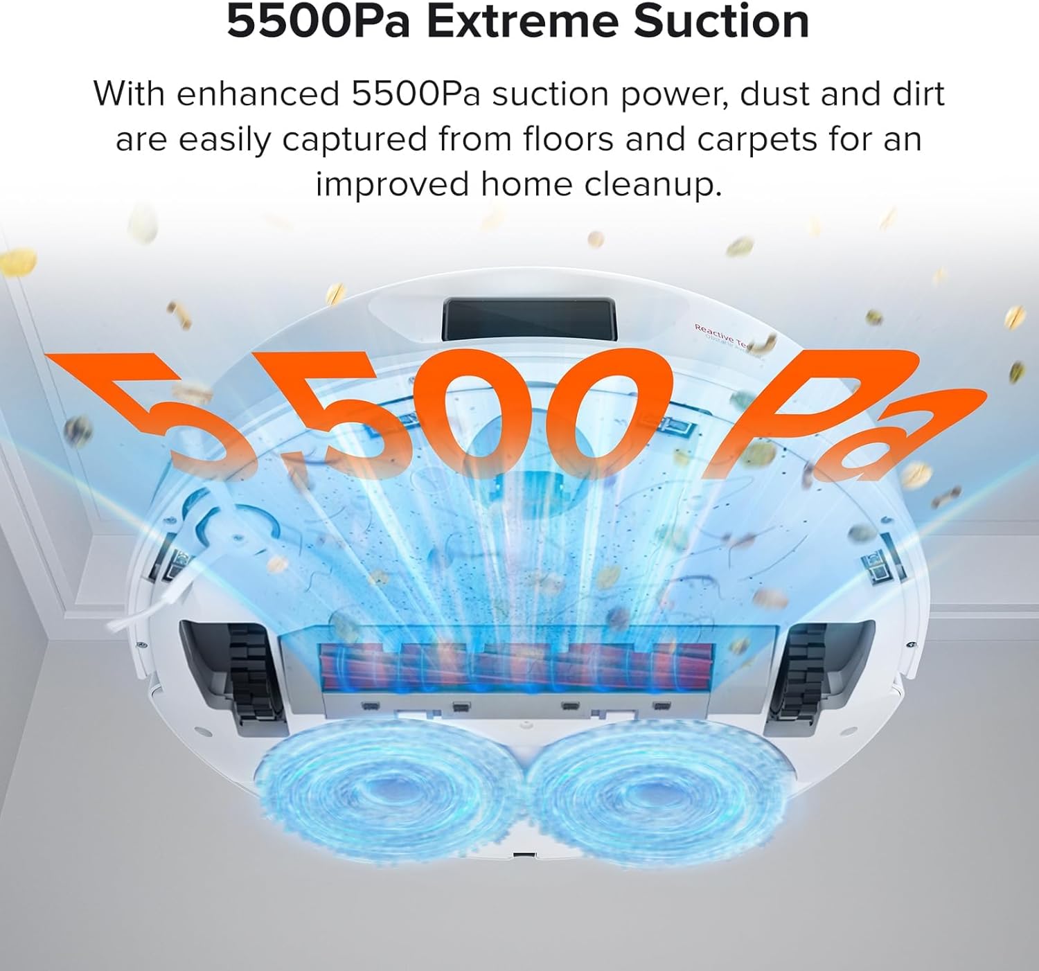 roborock Qrevo Robot Vacuum and Mop, Auto-Drying, Auto Mop Washing, Dual Spinning Mops, Auto Mop Lifting, Self-Refilling, Self-Emptying, Reactive Tech Obstacle Avoidance, 5500Pa, White (Renewed)