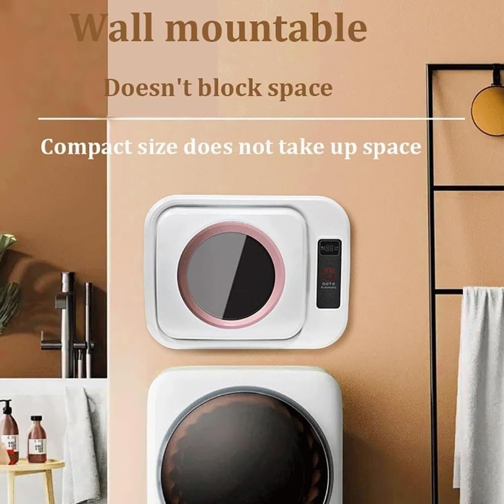 Portable Electric Clothes Dryer Small Wall Mounted Drum Drying Machine, Mini Electric Portable Clothes Dryer, Front Load Compact Tumble Laundry Dryer(D)