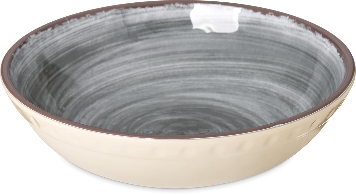 Carlisle FoodService Products Mingle Reusable Plastic Bowl Cereal Bowl with Pottery Style for Home and Restaurant, Melamine, 32 Ounces, Smoke, (Pack of 12)