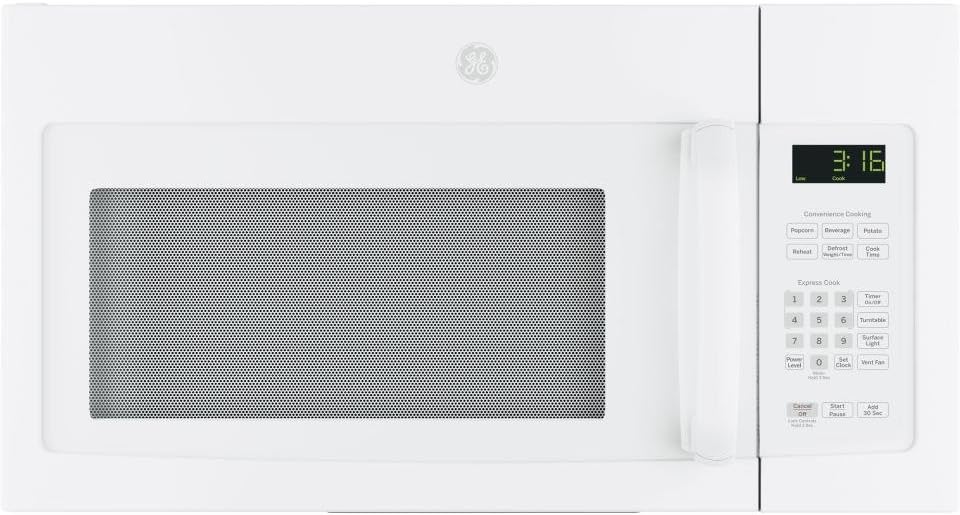 GE JNM3163DJWW 1.6 Cu. Ft. White Over-the-Range Microwave