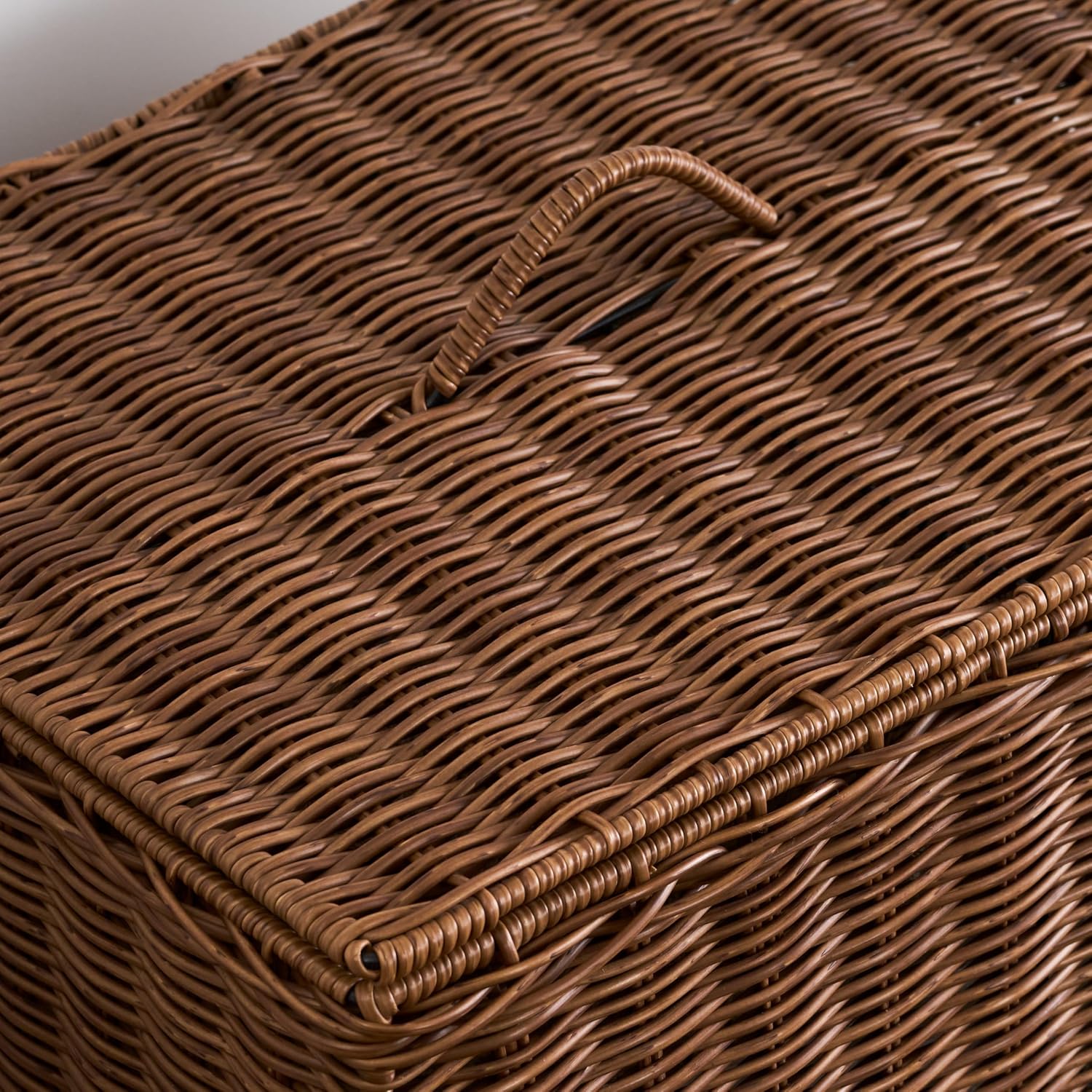 Joseph Rectangular Laundry Basket with Lid – Resin Wicker Hamper for Bedroom or Bathroom, Espresso Brown, 17
