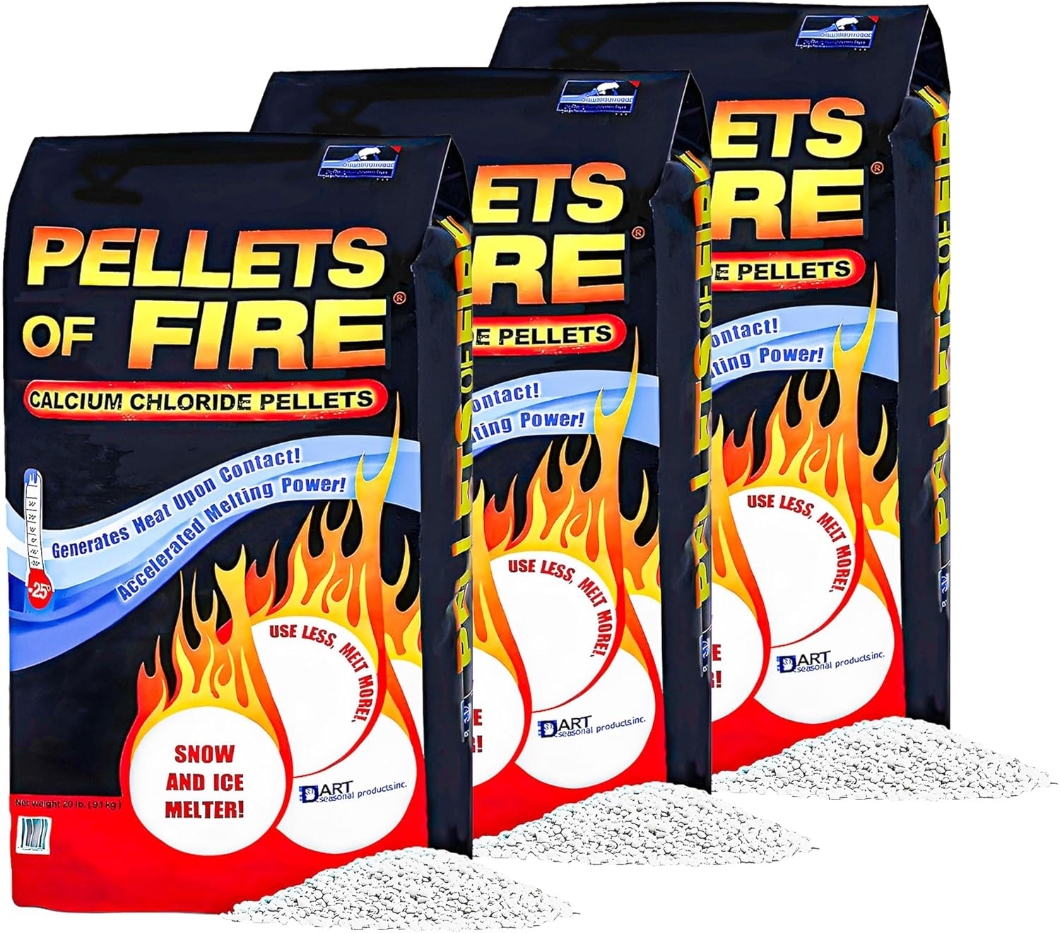 Snow Joe 3 Pack Snow & Ice Melter, Heat-Generating Pellets, Non-Staining Melt, 20 Lb Bag - Fast-Acting Ice Remover for Driveway, Concrete, Sidewalk, and Outdoor Spaces, CP20