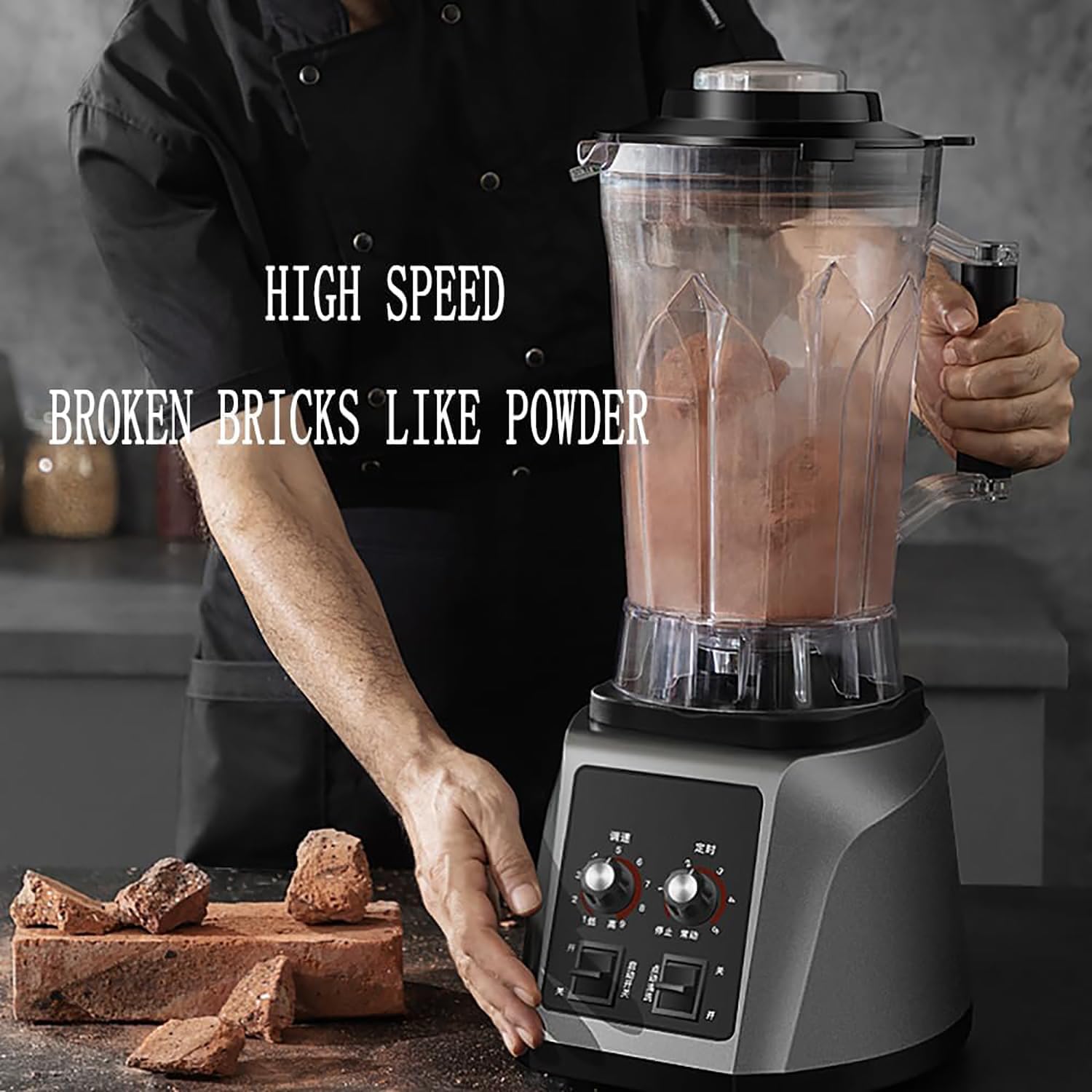 2200W Commercial Blender, 5.5L Capacity Smoothie Blender, Fully Automatic Soy Milk Maker Machine, Nut Processor Grind Machine, 9 Speeds Adjustable, Noise Reduction Design, for Home and Commercial Use