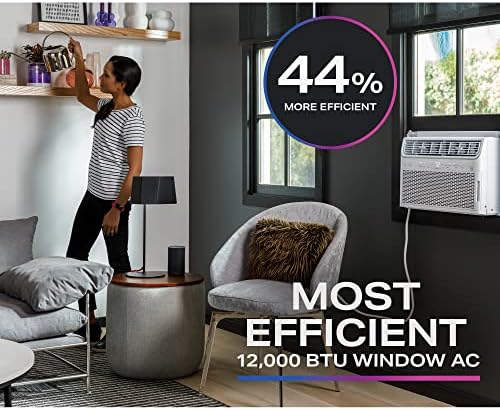GE Profile Inverter Window Air Conditioner 12,000 BTU, WiFi Enabled, Ultra Quiet, Energy Efficient for Large Rooms, Easy Installation with Included Kit, 12K Window AC Unit, Energy Star, White