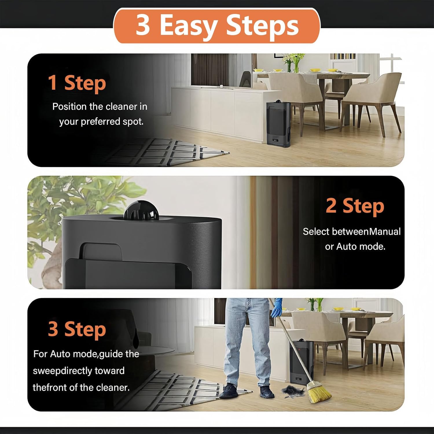 Touchless Automatic Vacuum Dustpan–Motion Sensor Hands-Free Electric Dustpan for Pet Hair Dirt & Debris–Powerful and Energy Efficient Cleaning Solution for Home Kitchen & Office