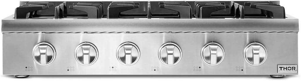 THOR KITCHEN Pro-Style Gas Rangetop with 6 Sealed Burners 36 - Inch, Stainless Steel HRT3618U