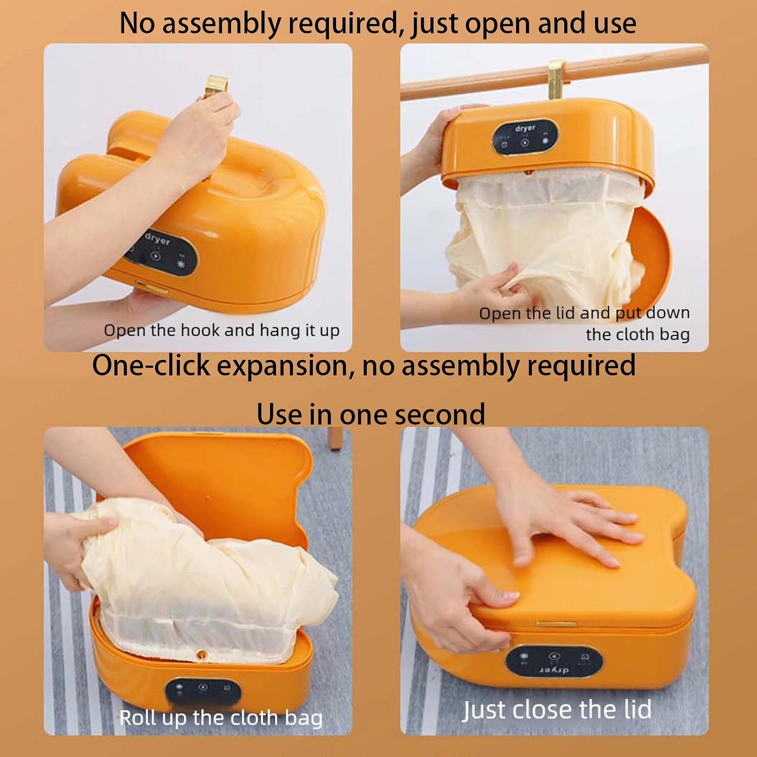 Portable Clothes Dryer Foldable 110V Electric,Fast Drying for Apartments, RV,Camping,Large Capacity 10 Items,Compact Space-Saving Design,Dual Modes & Auto Shutoff