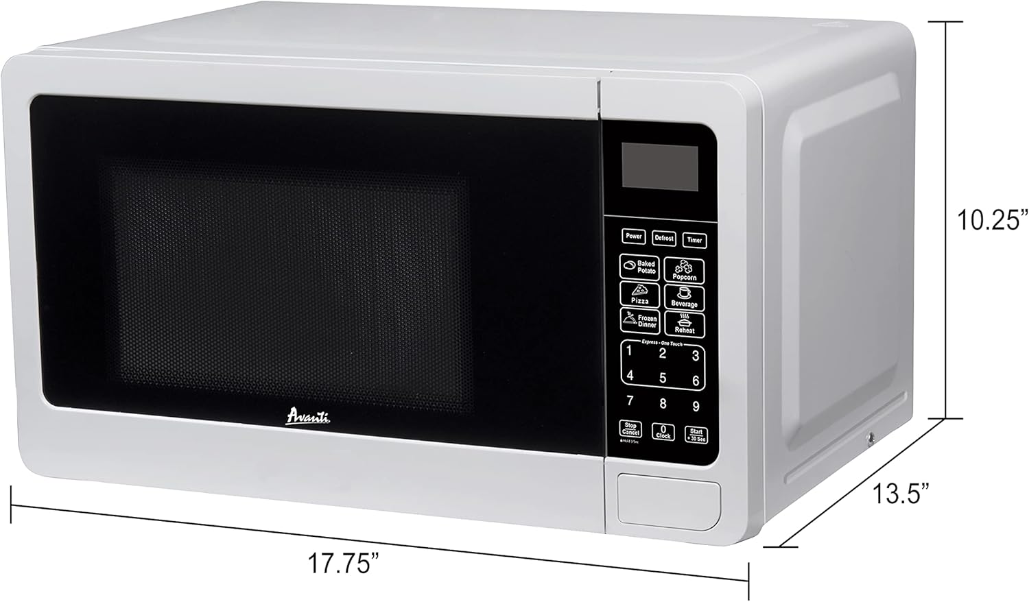 Avanti MT7V0W Microwave Oven 700-Watts Compact with 6 Pre Cooking Settings, Speed Defrost, Electronic Control Panel and Glass Turntable, White