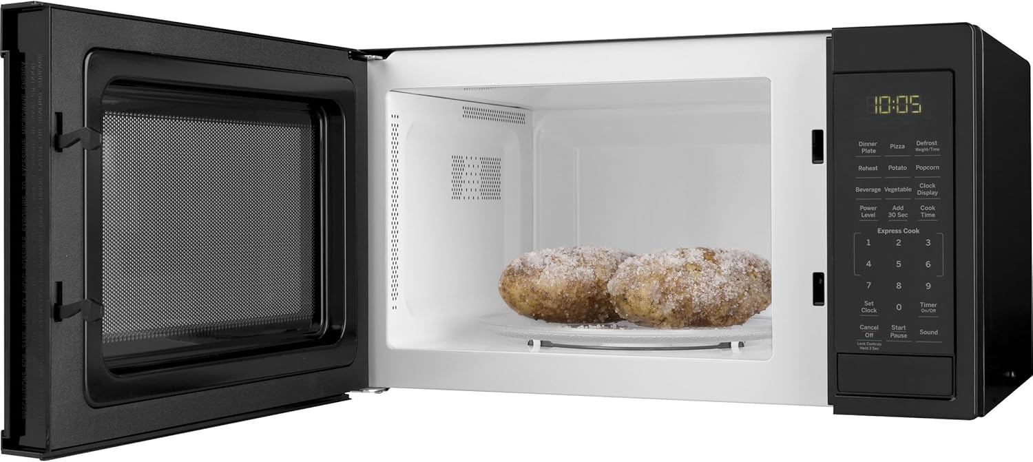 GE Countertop Microwave Oven | 0.9 Cubic Feet Capacity, 900 Watts | Kitchen Essentials for the Countertop or Dorm Room | Black