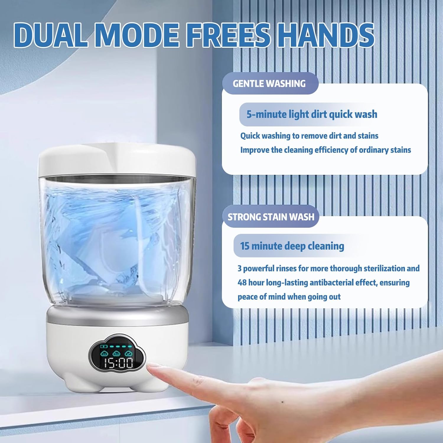 Portable Washing Machine, Underwear Small Washing Machine Compact Laundry,1.6L Rechargeable Cordless underwear washer, Deep Clean Socks, Underwear, Baby Clothes For Solo Living, Apartments, Travel