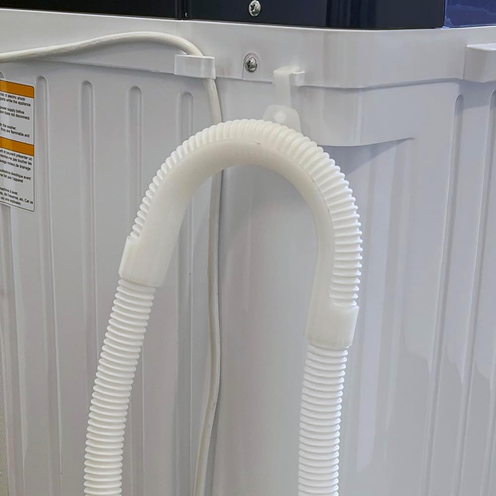 Portable Washing Machine, 22lbs Twin Tub Mini Laundry Washing Machine with Drain Pump, 14lbs Washer & 8lbs Spinner Combo, Compact Semi-Automatic Washer for Apartments, Dorms, RVs. Bluish Grey