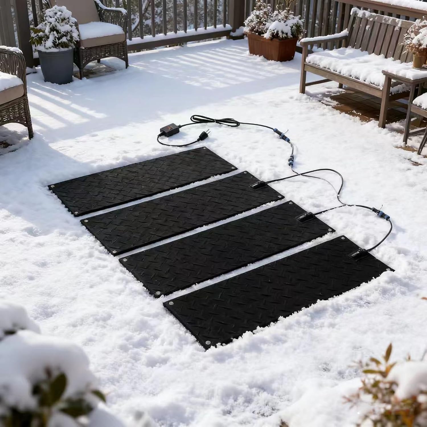 Heated Snow-Melting Pads - Outdoor Walkway Heating Pads, Deck Walkway Electric Snow-Melting Pads, Anti-Slip and Anti-ice Heating Pads(10x48in/(25.4x120cm))