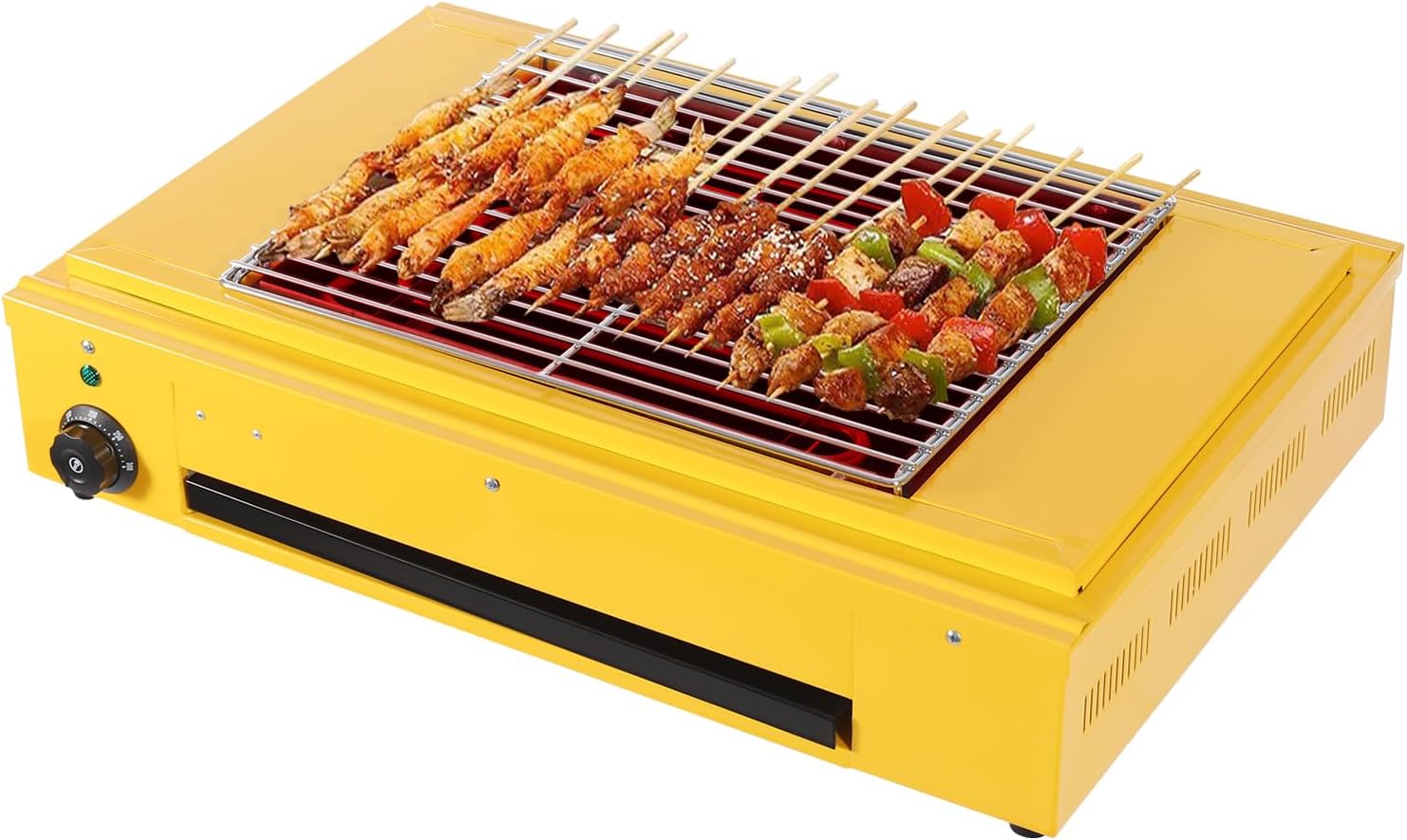 Portable Outdoor Barbecue Grill, 1500W Stainless Steel Electric Grill, Temperature Control, Used for Household or Commercial, Grilling Oysters, Skewers, etc. Suit for Barbecuing, Camping, Party