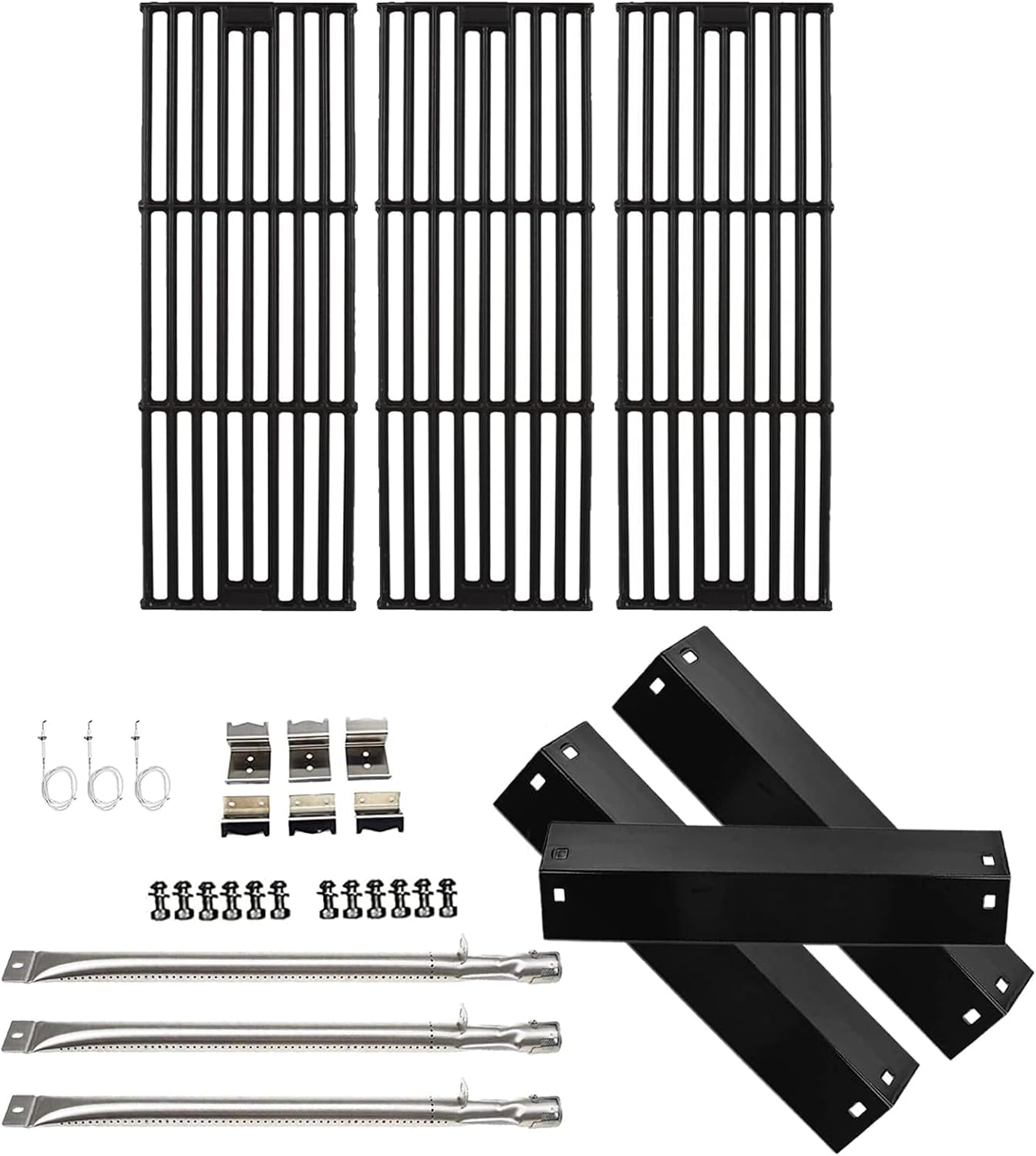Grill Replacement Parts for Char Griller Grill 5050, 5650, 3008, 3001, 5250, 5072 Grill Gates, Grill Burner and Heat Plates Kit for Chargriller Replacement Parts