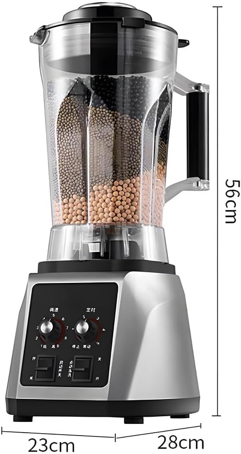 Commercial Blender, 2200w Smoothie Blender with 9 Speed Adjustable, 6L Professioanl Blender with Timer, 8-Blade Steel Knife, Lid with Clasp, for Shakes, Smoothies, Ice Crushing, Home