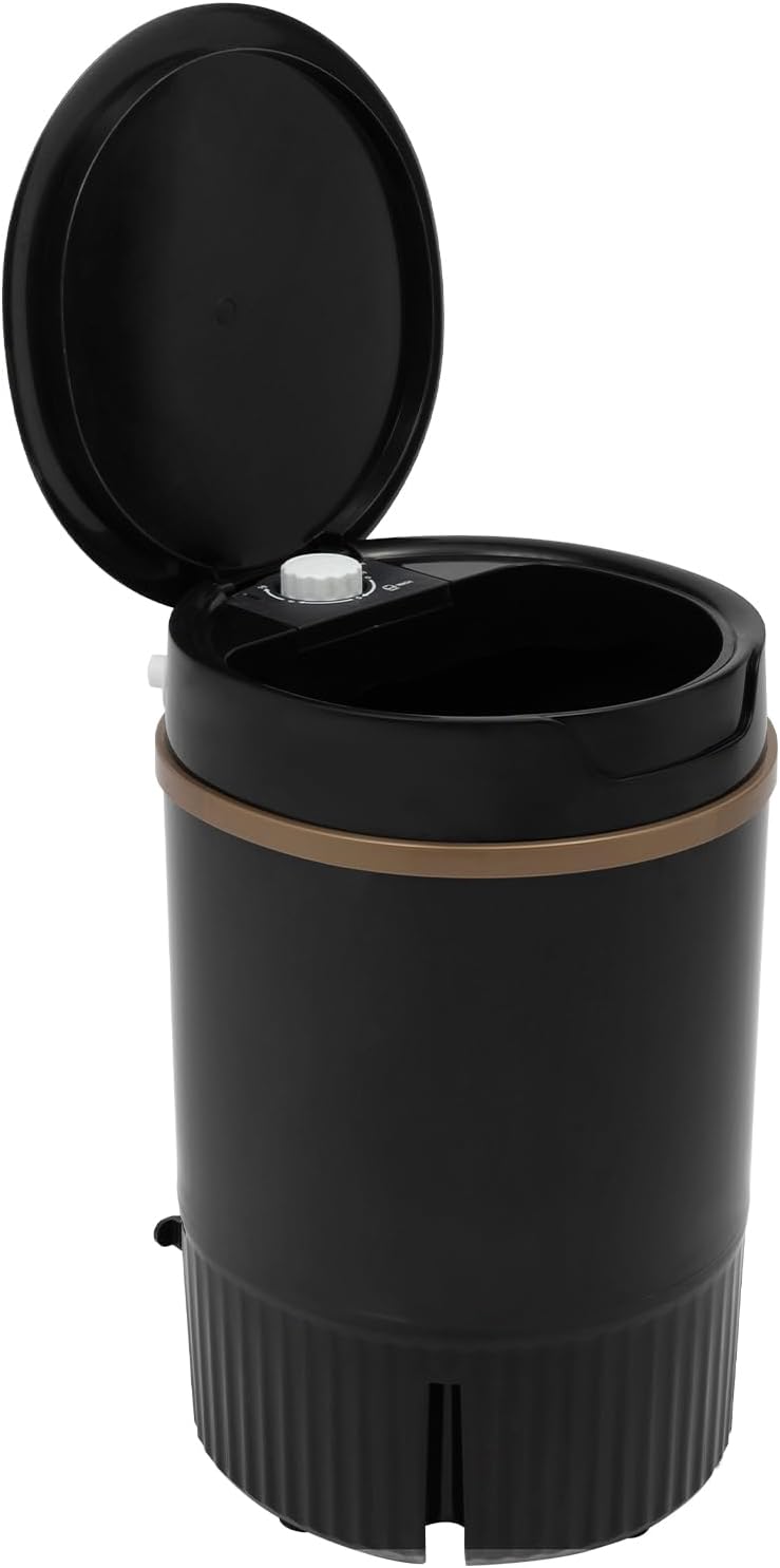Compact Mini Washer- Portable Semi-automatic Small Washer Machine Single Tub Laundry Washer for Apartments, Dorms,Traveling, RV, IPX4 (Black)