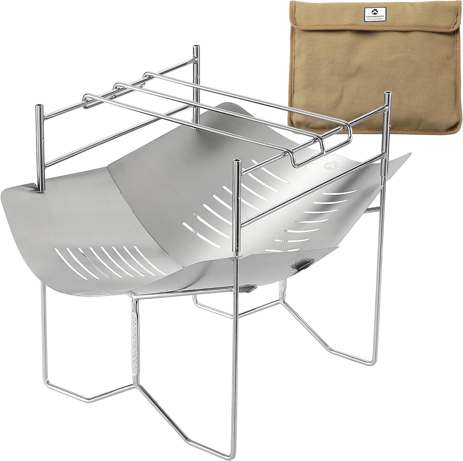Camping Moon SOLO-A4 Type Solo Grill Bonfire Stand Solo Bonfire Grill Stainless Steel 304 Canvas Case