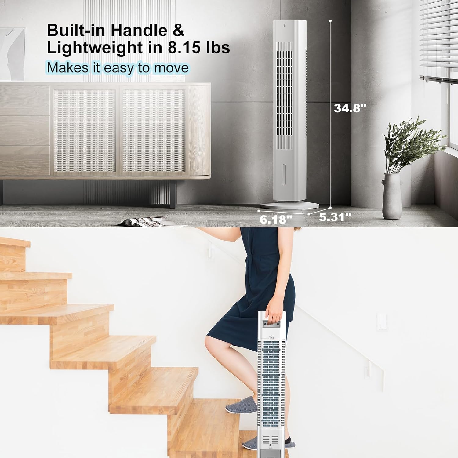 Windowless Portable Air Conditioner Ac Units with Remote, Evaporative Air Tower Cooling Fan, Small Indoor Outdoor Oscillating Swamp Cooler for Room Office Kitchen,7H Timer, Small, White