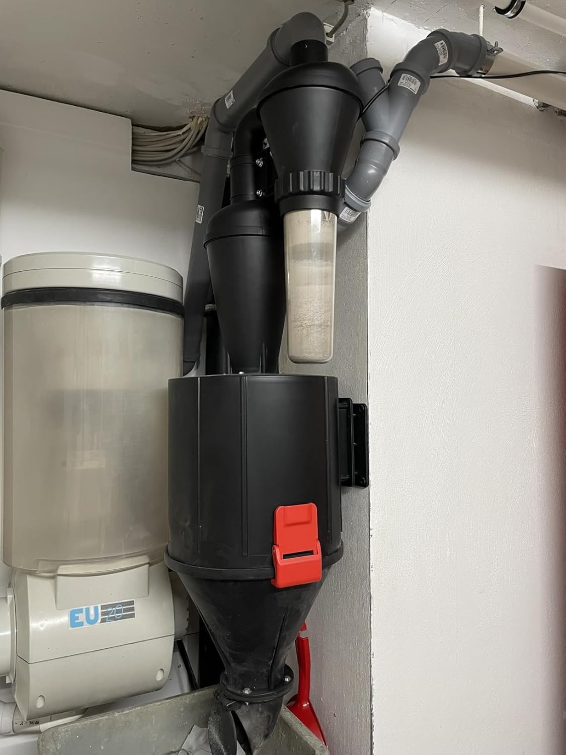 2 in 1 Dust Cyclone Collector Separation Vacuum Cleaner Wall Mounted Wheeled Modes Dust Collector Woodworking Tools Contractor Polish Pollen Ash etc Focusing Small Dust (Whole Rocket Set)