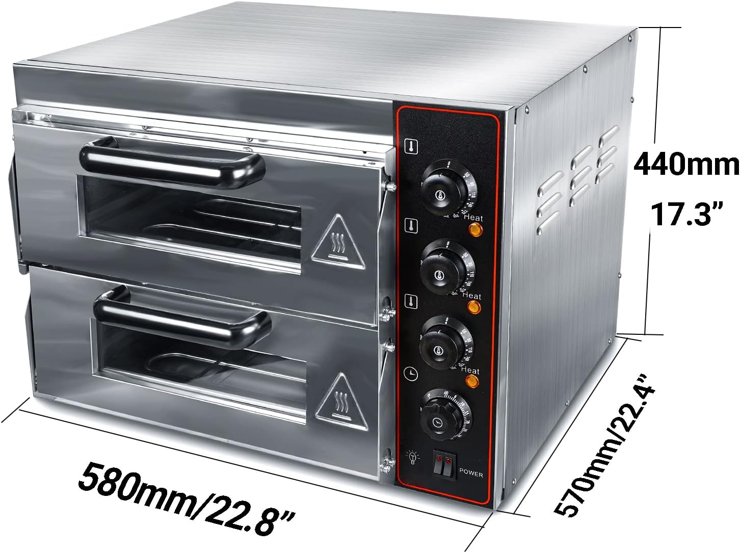 Shikha Commercial Pizza Oven 16 inch Pizza Double Deck 3000W 110V Electric Oven Multipurpose Toaster Bake Broiler 40L Capacity Stainless Steel for Restaurant Home Pizza Pretzels Baked Roast Yakitori