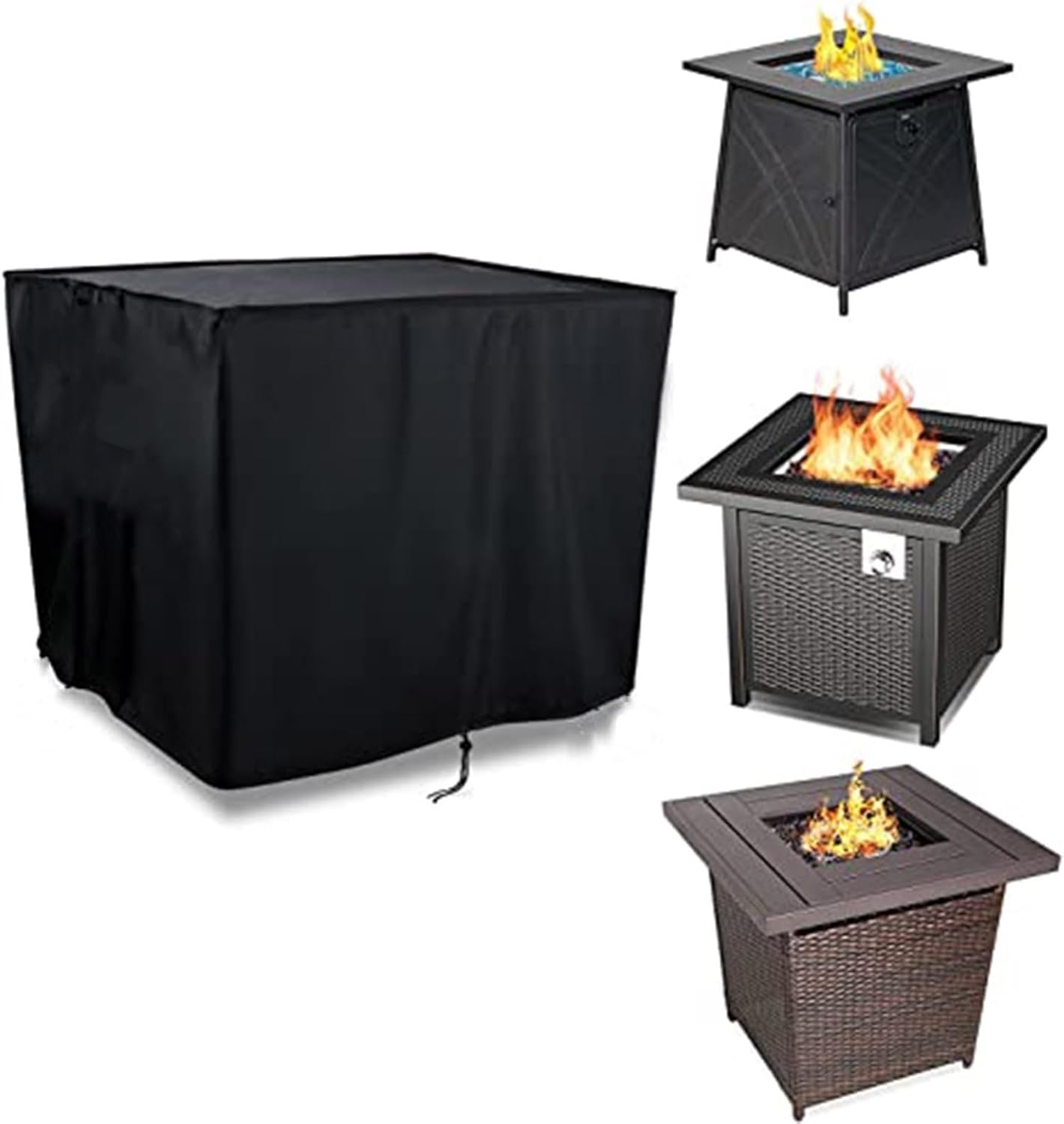18 Size Fire Pit Cover Square Waterproof Dustproof Fireplace Outdoor Furniture Cover for Patio Fireplaces(Silver,68x68x120cm)