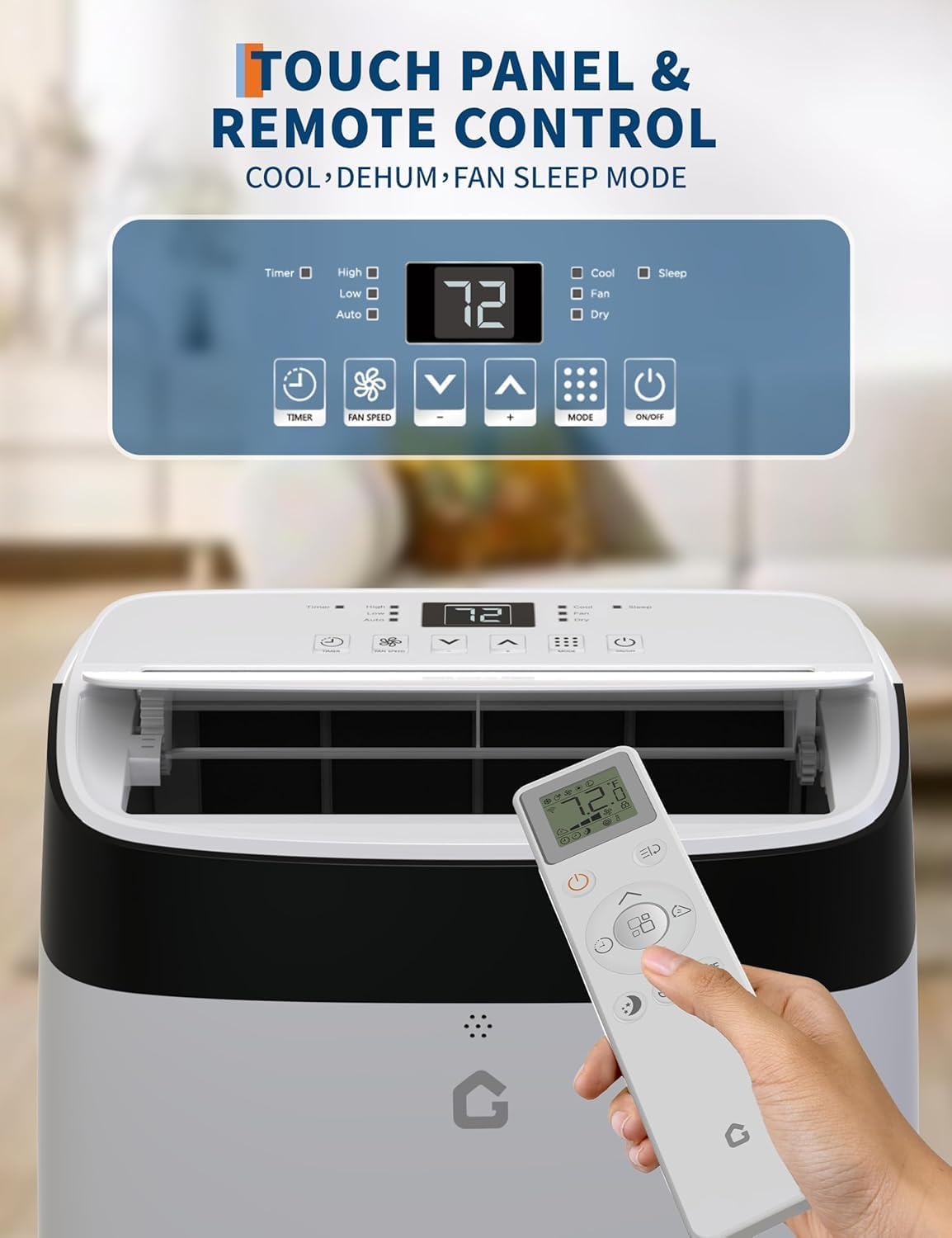 12,000 BTU Portable Air Conditioner - 3 in-1 AC, Fan & Dehumidifier with Remote Control, 24H Timer, Window Installation Kit Included - Cools Up to 550 Sq Ft for Indoor Rooms