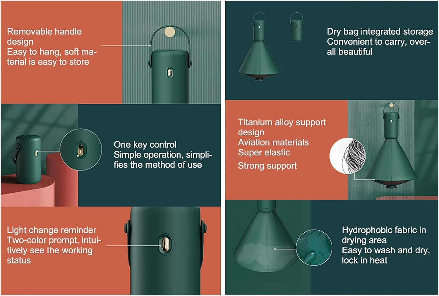 Clothes Dryer, Mini Portable Electric Dryer Machine 2 Gears Adjustable 5L Capacity for Ladies Underwear/Gym Clothes/Socks/Panties, Travel Size Smart Dryer for Home Apartments Dorm Camping(Green)