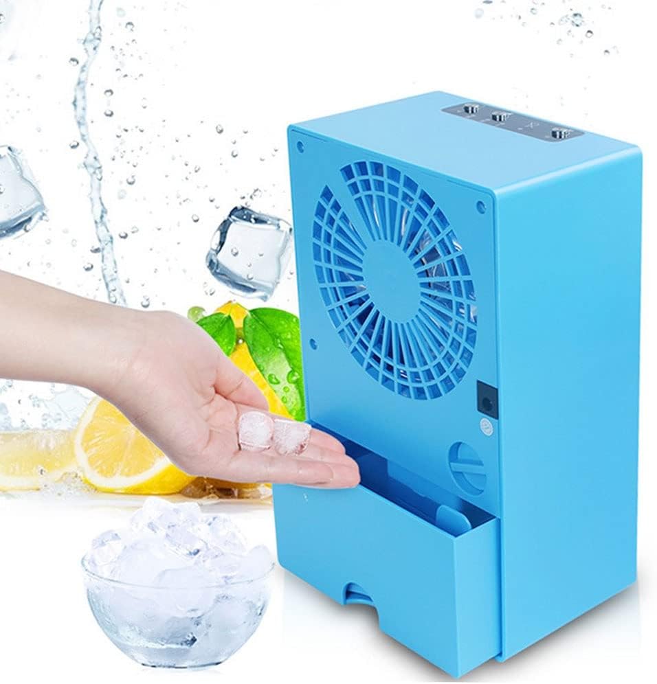 Mini Air Conditioners, Personal Mini Air Conditioner with 3-Speed, Evaporative Air Cooler, Portable Ac Unit Fan for Room, Bedroom, Office (Color : Blue)