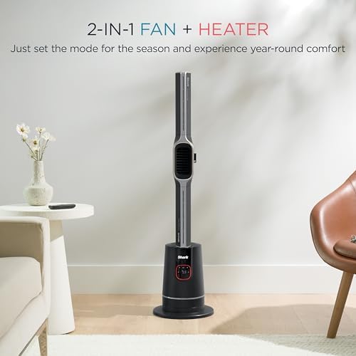 Shark TurboBlade Cool + Heat – 2-in-1 Bladeless Tower Fan & Space Heater for Customizable Year-Round Indoor Use, Bedroom, Living Room, & Office | Powerful Cooling + Rapid Room Heating, Charcoal, TH202