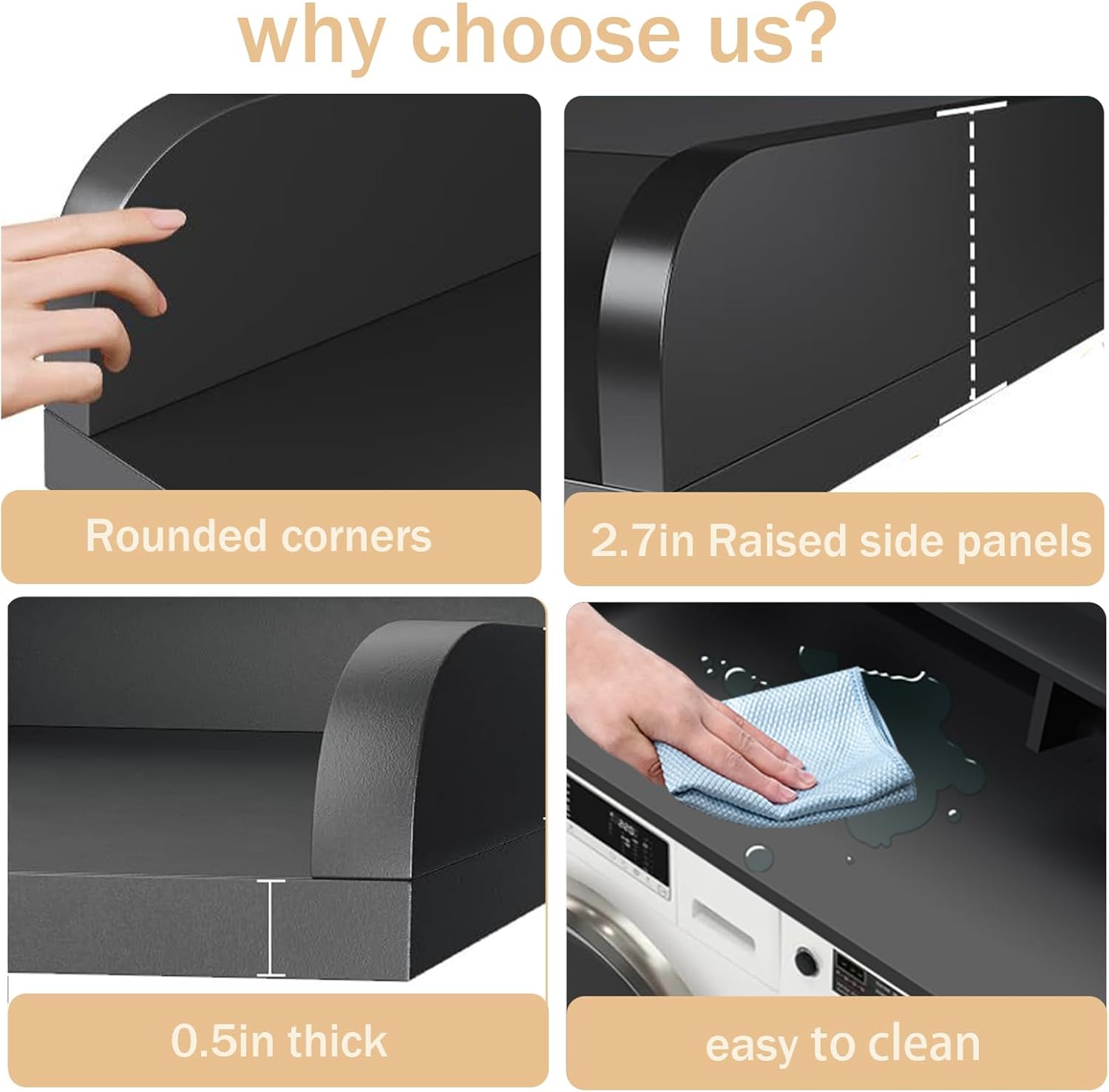 Washer and Dryer Countertop, 2 Tier Laundry Room Wood Countertop with 6*Anti-Slip Mats, Laundry Topper for Washer and Dryer for Folding Clothes, 54