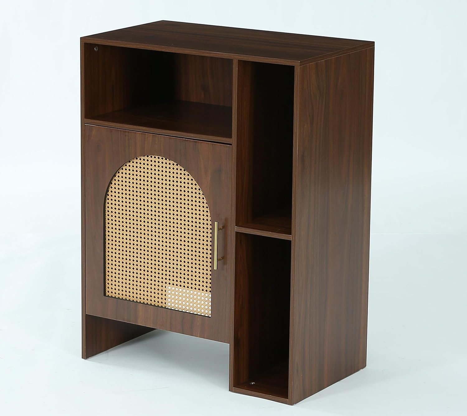 LITTLE TREE Robot Vacuum Storage Cabinet Side Table, Multi Tier End Cabinet for Living Room, Kitchen, Dark Brown