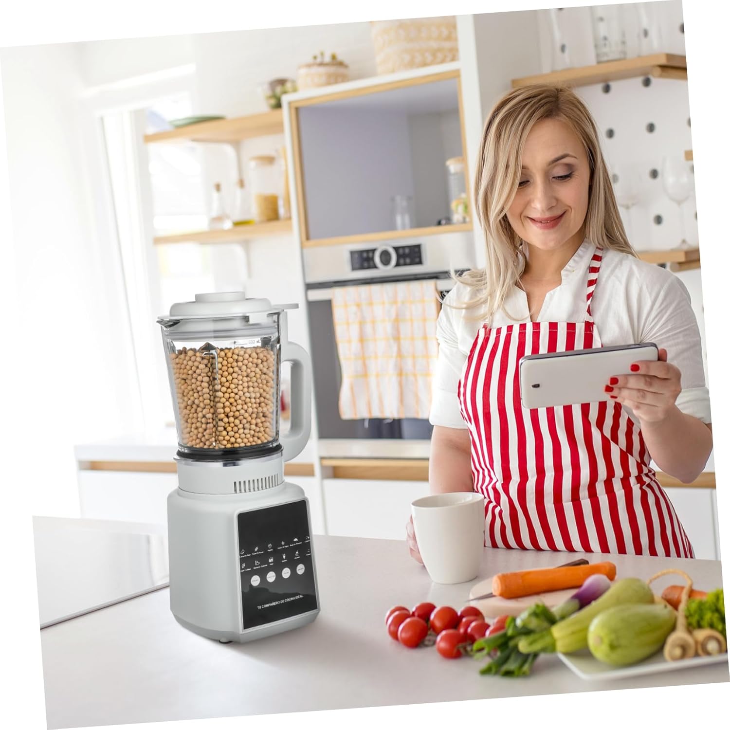 110v High-speed Blender for Smoothies and Juices Non-stick Food Processor with Self-cleaning Function Quiet Operation Touch Display for Home and Kitchen Use