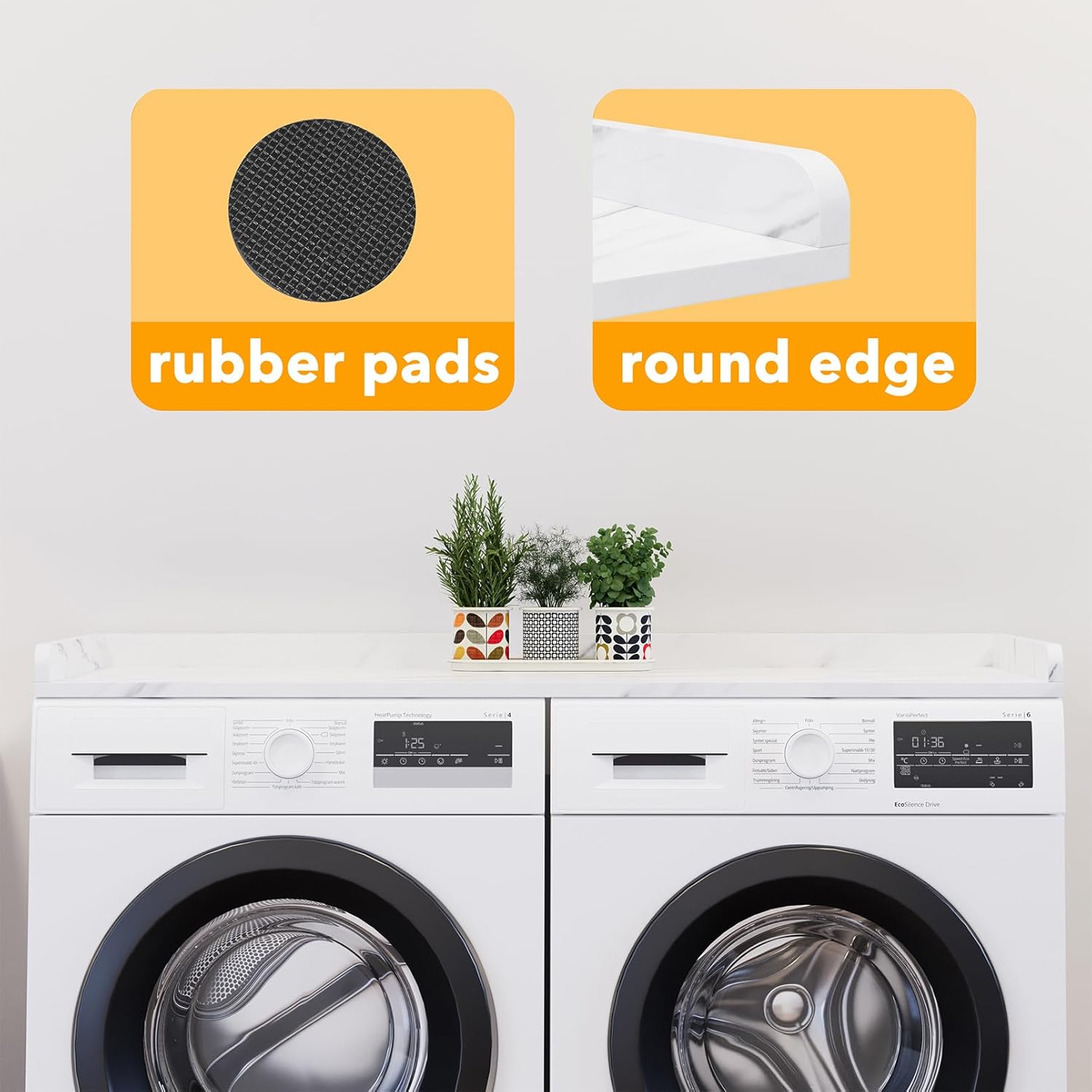 SpaceAid Washer Dryer Countertop, Laundry Wood Shelf Topper with Edge, 54