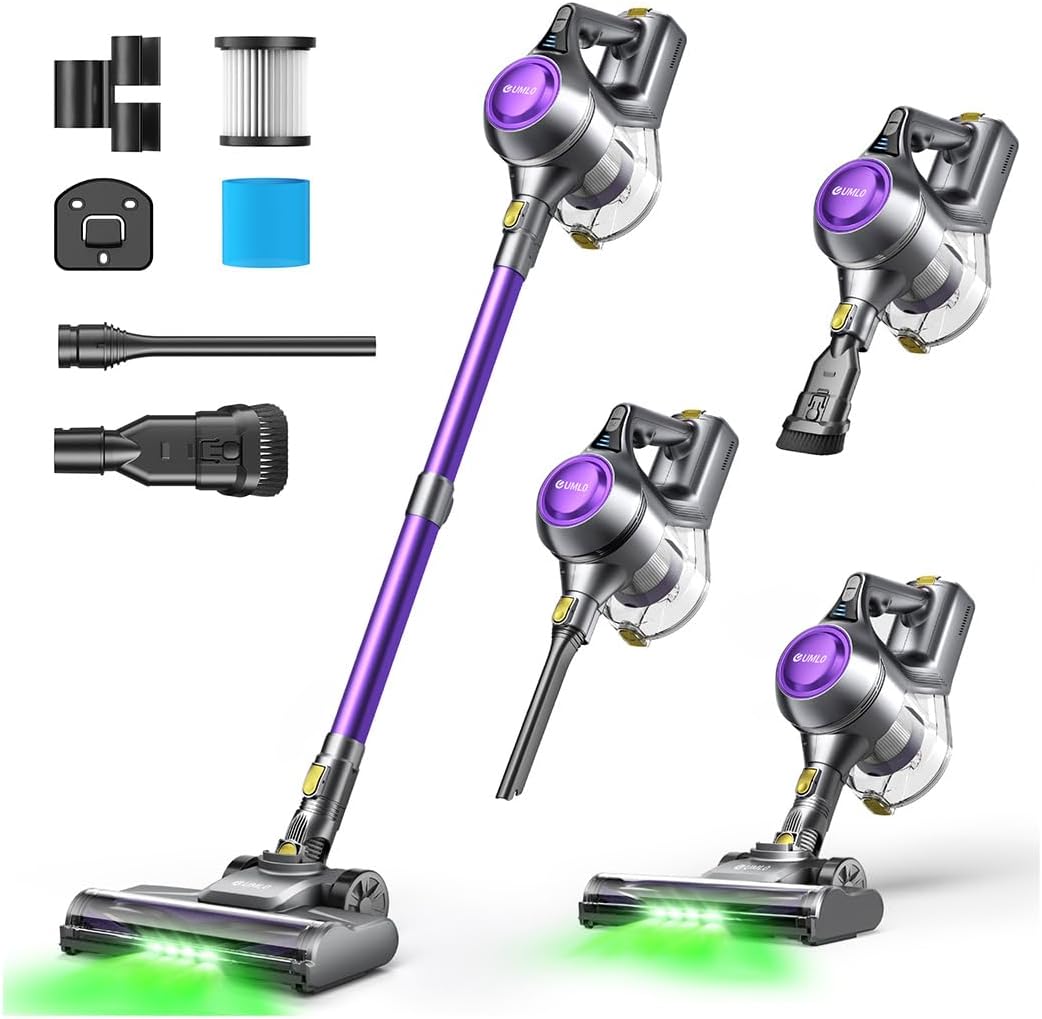 Cordless Vacuum Cleaner, 40Kpa Powerful Suction Stick Vacuum Cleaners for Home, 45 Mins Runtime, 1.6L Dust Box, Anti-Tangle, 8-in-1 Rechargeable Vacuum for Hardwood Floor, Carpet, Pet Hair