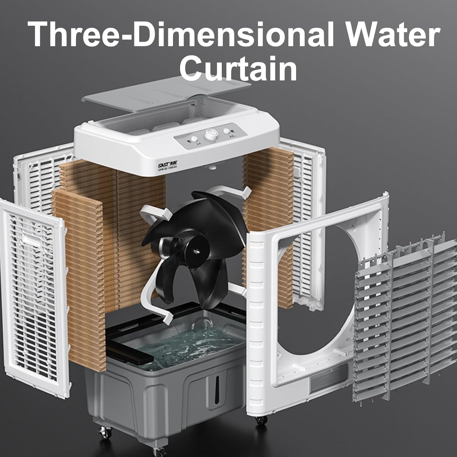 Air Coolers for Home 3 in 1 Portable Air Conditioner with 3 Speed, Evaportive Air Cooler, Humidifier, Ventilator, 120° Oscillation(Size:102cm/55L)