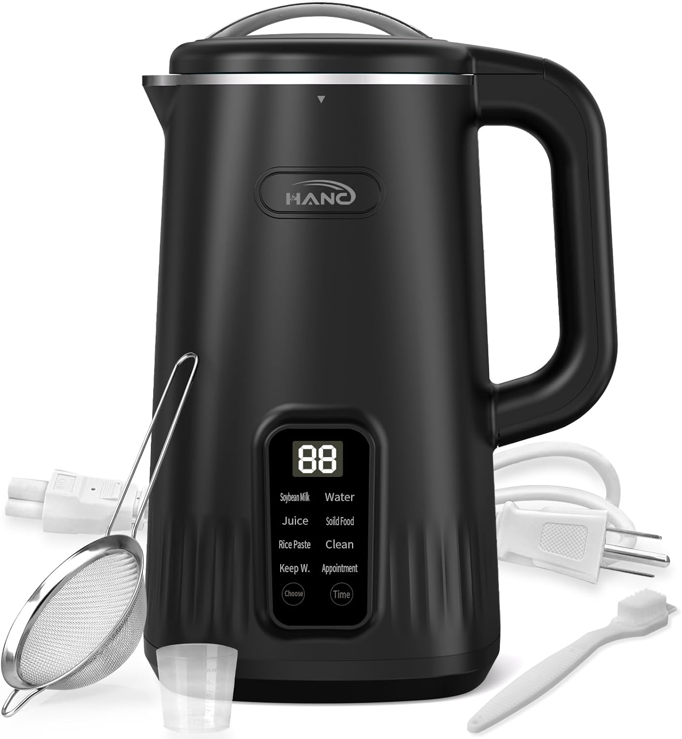 Nut Milk Maker Machine, 28oz 8-in-1 Automatic Silent Soy Milk Maker for Homemade Almond, Oat, Coconut & Plant-Based Drinks with Delay Start/Keep Warm/Self-Cleaning/Boil Water (Black)