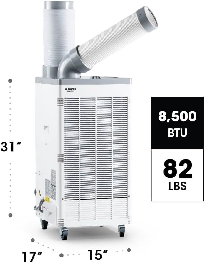 KoolBase MSC407NE Indoor Outdoor Mobile Spot Cooler, Portable Air Conditioner, 8,500BTU, R410A Refrigerant