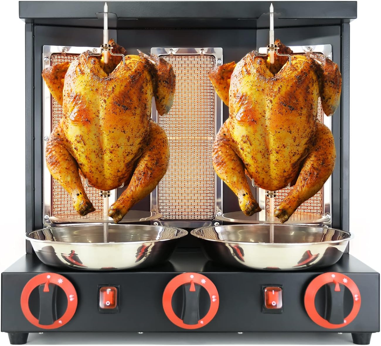 Shawarma Machine Commercial Shawarma Rotisserie Vertical Kebab Broiler Gyro Grill Rotating Kebab with 3 Burner Propane,Black
