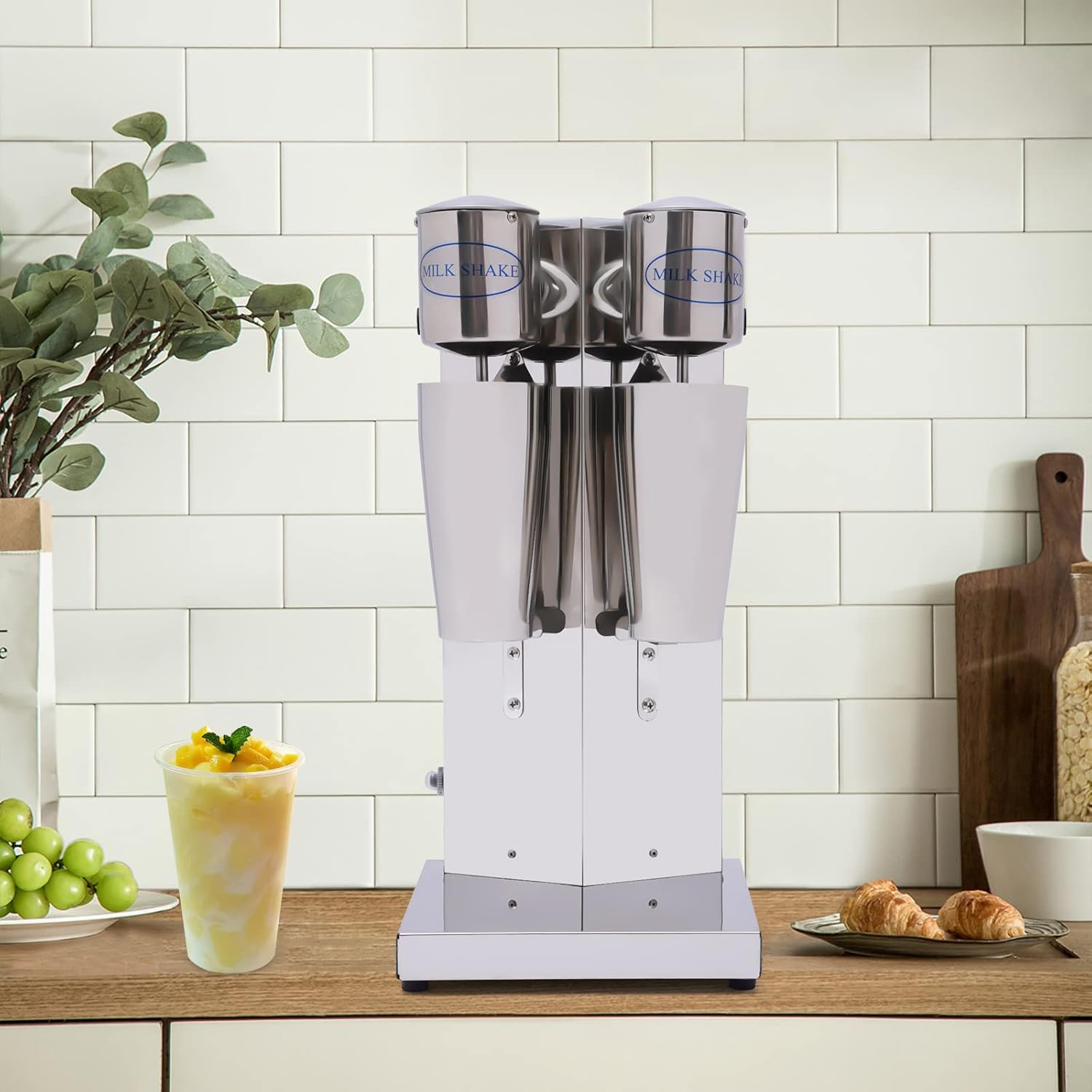 Milk Shaker Machine, Commercial Stainless Steel Milk Shaking Machine, Double Head Drink Mixer, Electric Milkshake Blender, 110V 180W