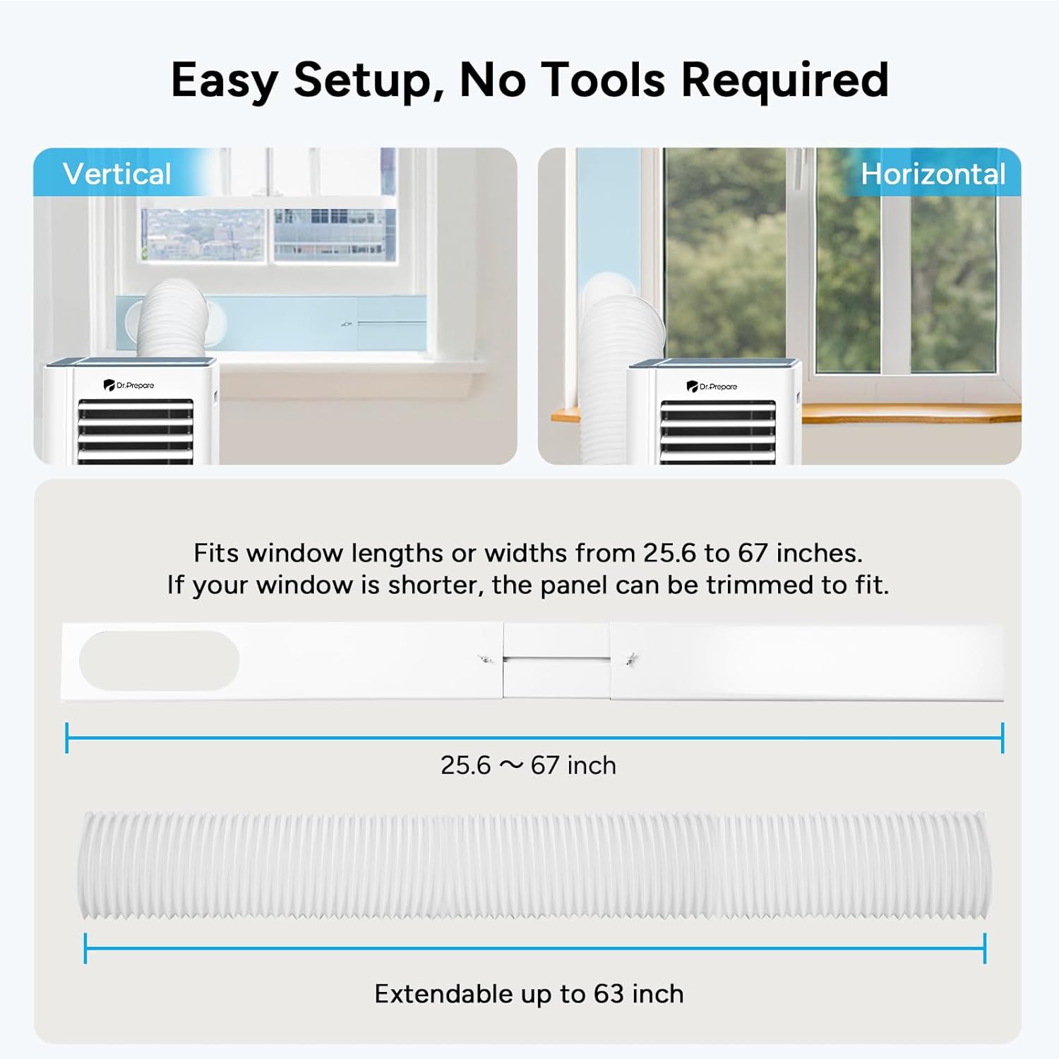 DR.PREPARE Portable Air Conditioner, 8000 BTU AC Unit with Smart WiFi Enabled, APP & Remote Control, Fan & Dehumidifier, 24H Timer, Sleep Mode, Window kit, Cools Room Up to 350 Sq. Ft