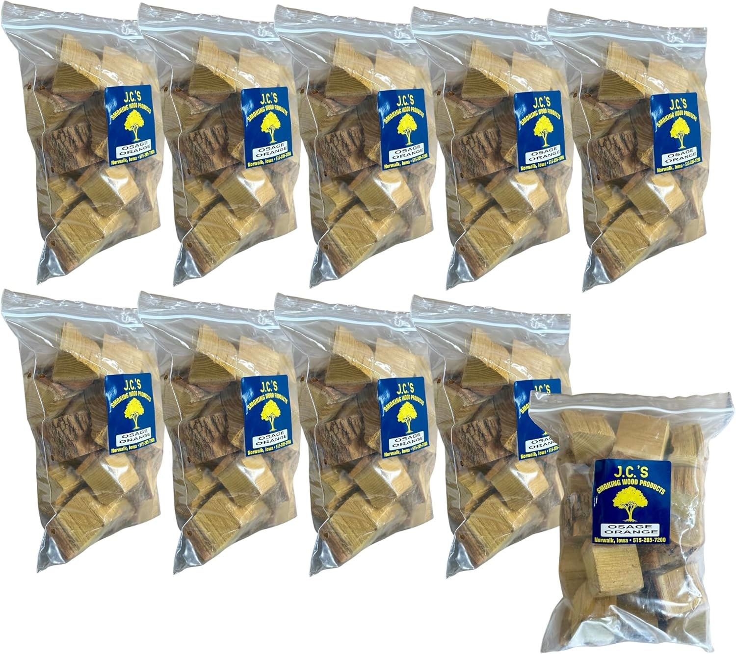 J.C.'s Smoking Wood Chunks - Gallon Sized Bag - Osage Orange 10PK