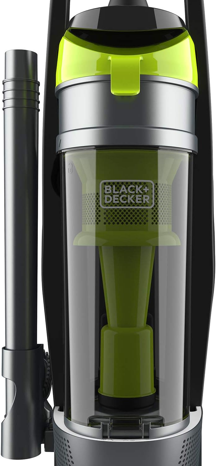 Black+Decker Bagless Upright Vacuum Cleaner with Anti-Allergen HEPA Filer, Corded 1,200 Watt Motor & 5-Position Carpet Height Settings, Gray (BDXURV309G)