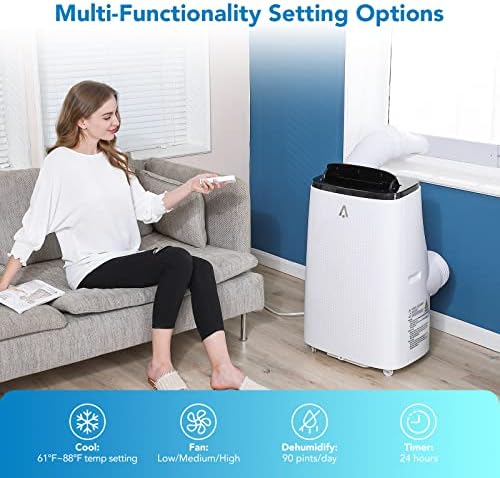 Portable Air Conditioner with Remote Control, 14000 BTU 3-in-1 Air Conditioners with Fan and Dehumidification Function, Energy Savings, Cools 750 Sq.ft, 110-115V