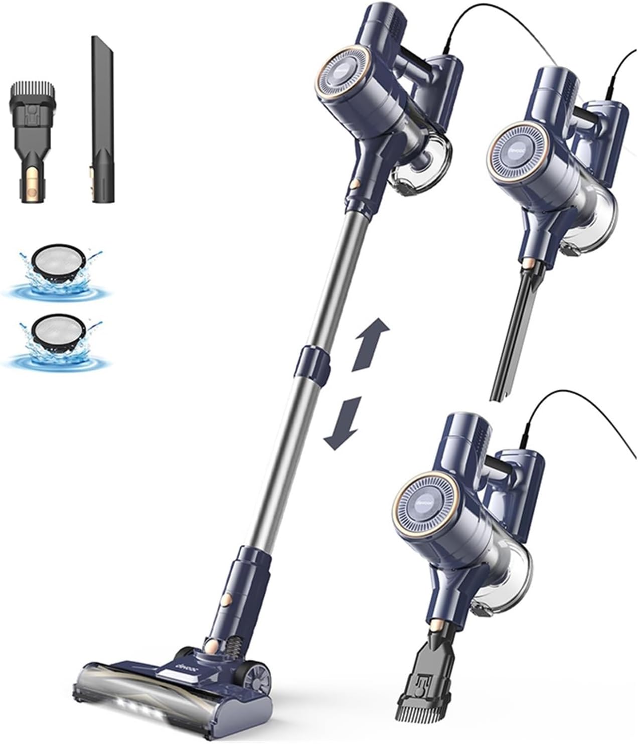 I8 Corded Vacuum Cleaner, 600W 23KPa Powerful Suction, Free-Standing 6-in-1 Lightweight Stick Vacuum, For Hard Floor Carpet Pet Hair Car Cleaning(I8 blue)