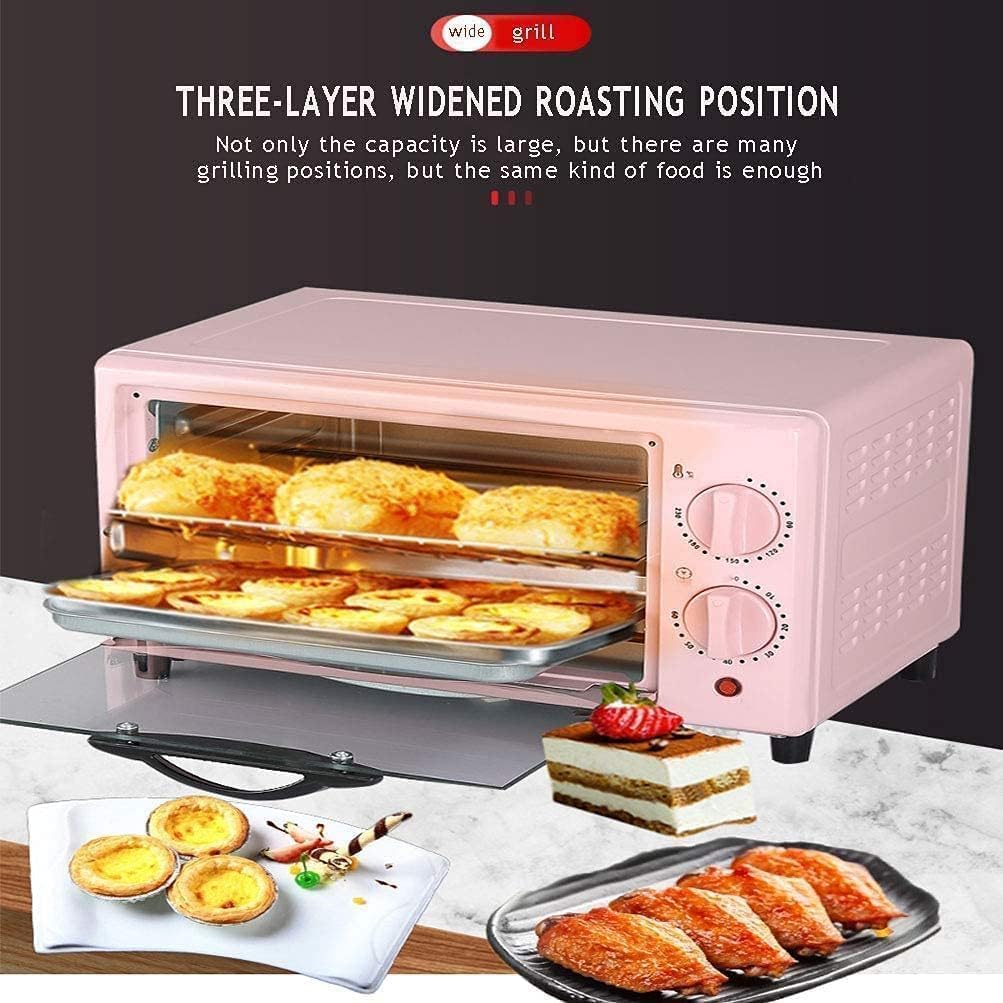 12L Pink Mini Oven Air Fryer - Multi-Function Convection Toaster Oven for Countertop Cooking, Perfect for Baking, Roasting & Air Frying, Space-Saving Design