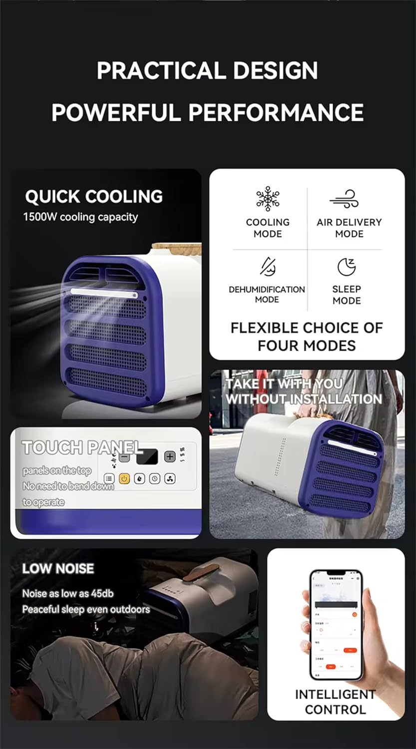 5200BTU Camping Air Conditioners, Tent Air Conditioner with Remote Control and Ambience Light, 4 Adaptable Modes, Portable ac for Truck Bedroom Outdoor Tents Travel Summer