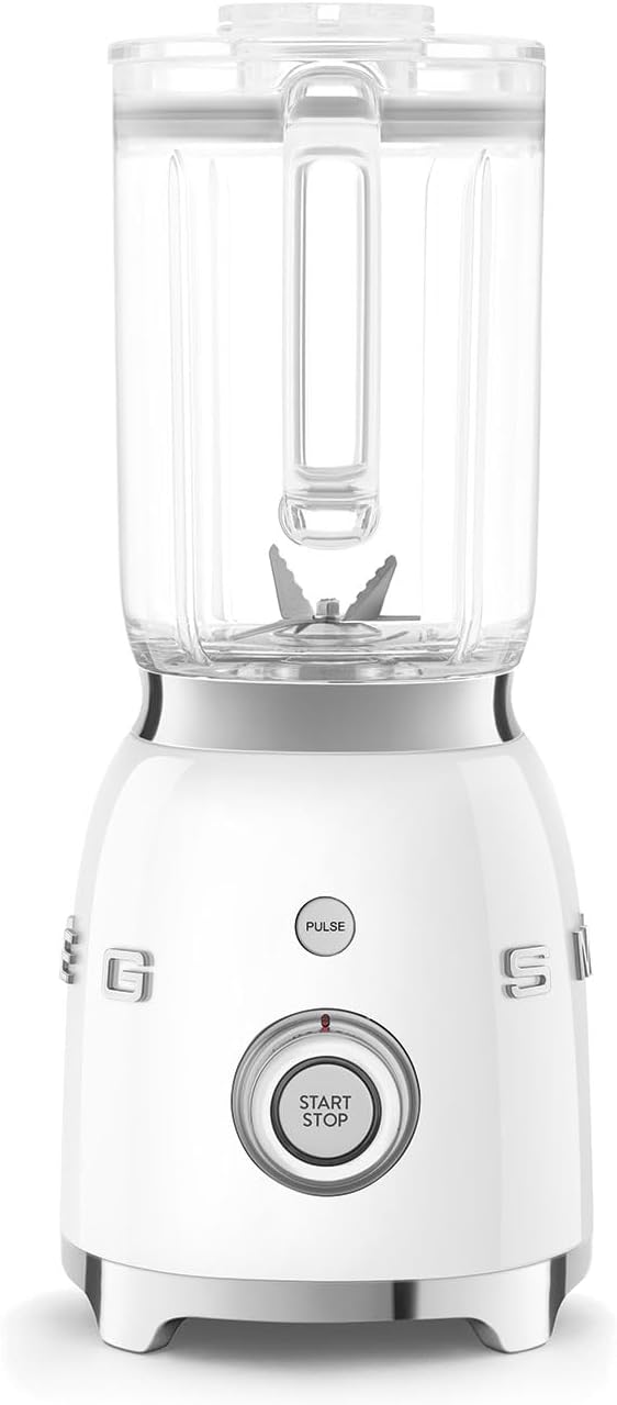 SMEG BLF03 Retro Style Blender – 600W Countertop Blender with 48 oz BPA-Free Jug, 3 Speeds + Pulse, Ice Crush & Smoothie Functions – 50s-Inspired Design-White
