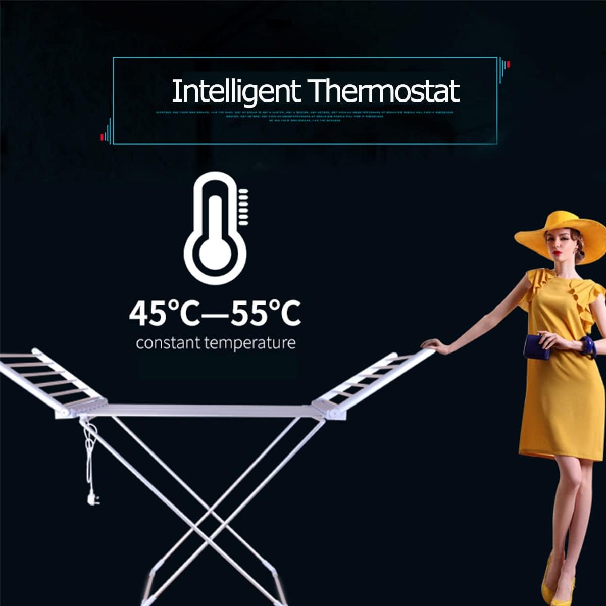 20 Bars Heated Clothes Dryer Folding,Heated Clothes Rail Airer Dryer with Wings,Energy-Efficient Electric Clothes Drying Rack for Home